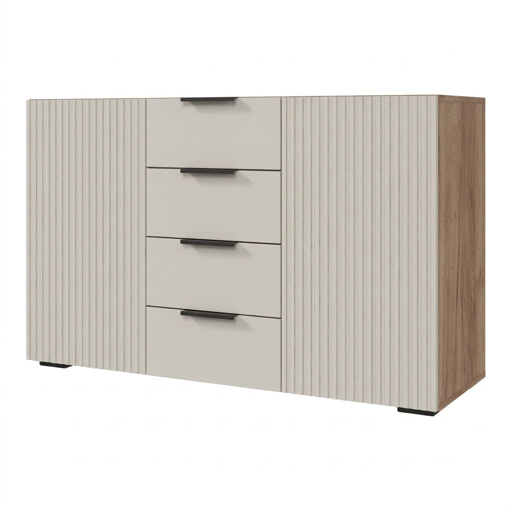 СОНАТА КМ 01 Комод 1200 (1200х760х400) Фасад МДФ ЛОФТ КАШЕМИР/Корпус ДУБ КРАФТ ТАБАЧНЫЙ
