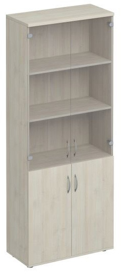 КМ.020.01-19-00 Шкаф со стеклом (офис.меб) 880х430х1820 Ясень шимо светлый